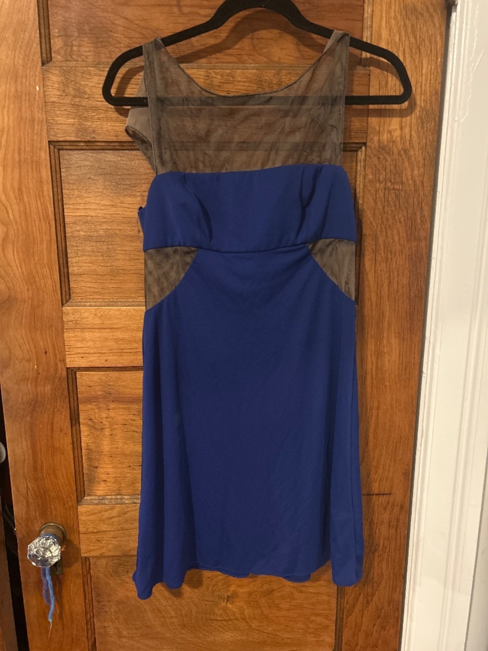 Cobalt open back a-line skater dress